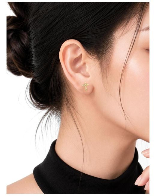 DEVATA Metallic Cross Stud Earrings