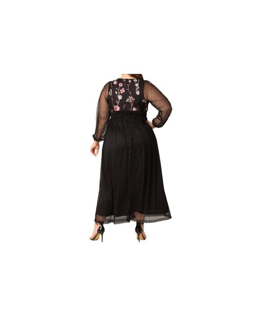 Kiyonna Black Plus Size Mystique Mixed Media Evening Gown