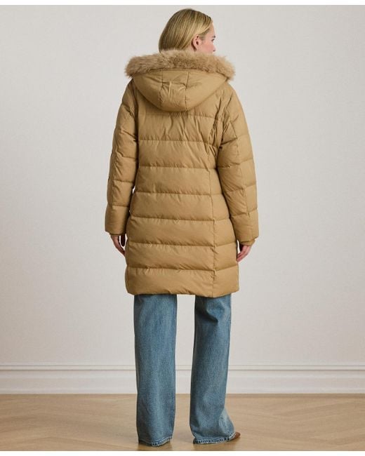 Ralph Lauren Natural Plus Size Faux-fur-trim Hooded Puffer Coat