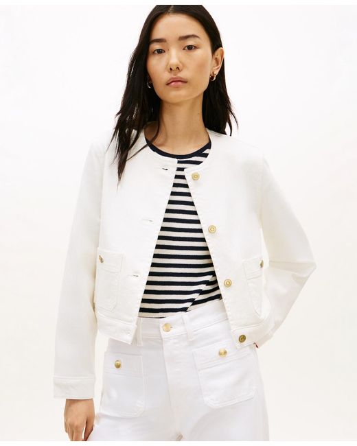 Tommy Hilfiger White Denim Button-front Jacket
