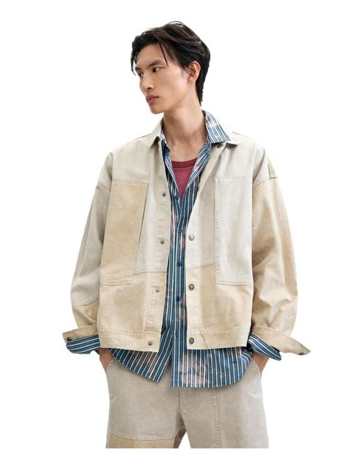 Desigual White Gradient Patchwork Jacket for men