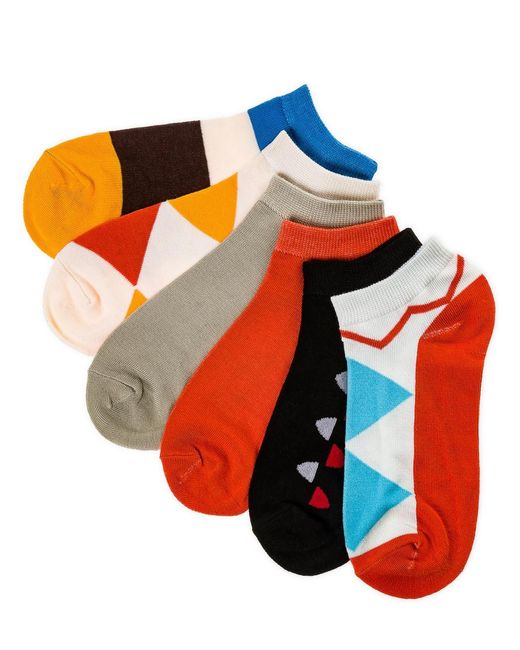 Gallery Seven Orange Ankle Socks 6 Pack