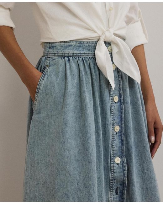 Ralph Lauren Blue Button-front Denim Skirt