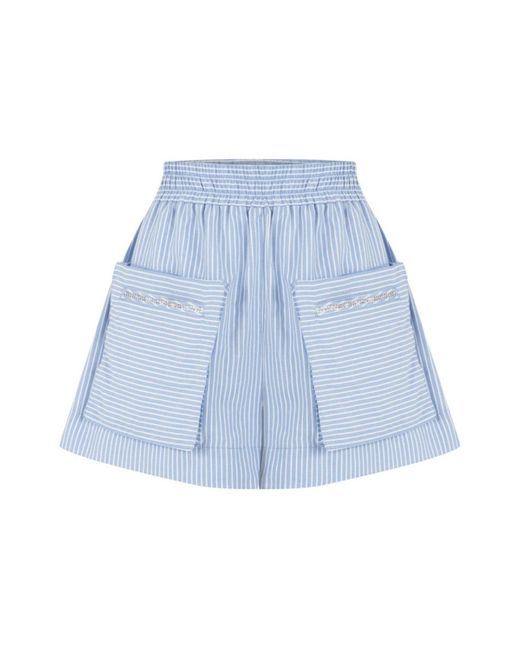 Nocturne Blue Striped Mini Shorts