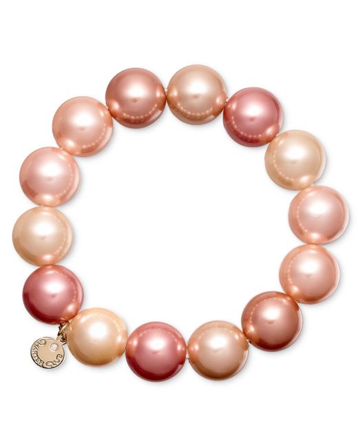 Charter Club Pink Gold-tone Beaded Bracelet