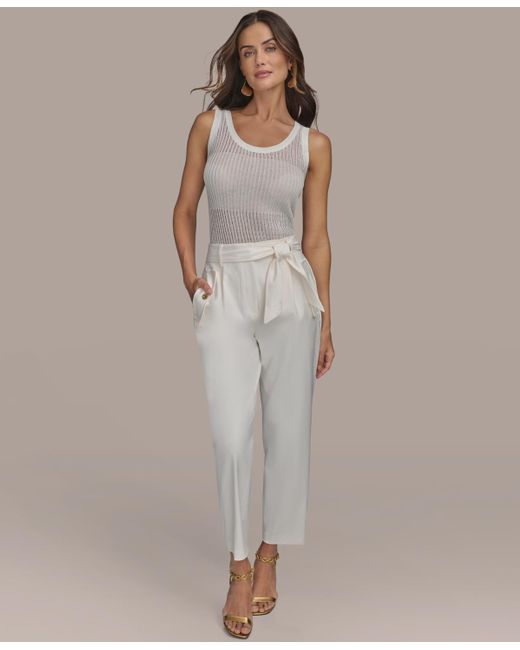 Donna Karan Natural Cotton-blend Slim-leg Pants