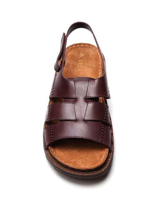 A. Veer Brown Maldiva Back Strap Sandals for men