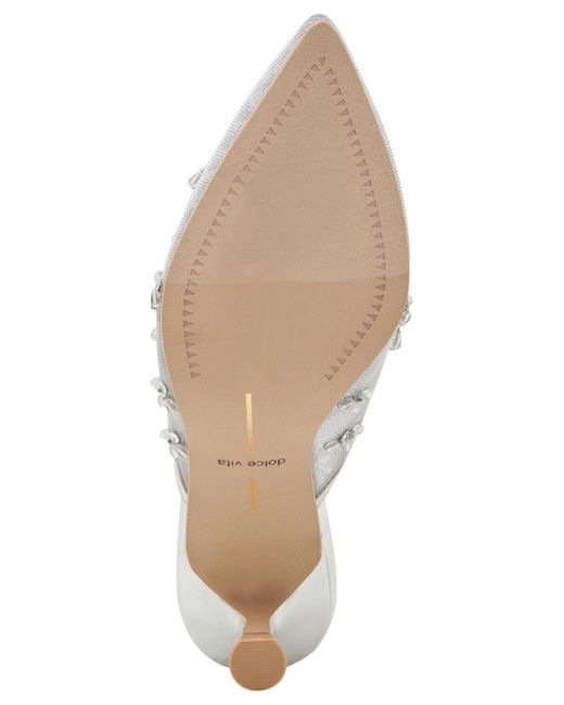 Dolce Vita White Clara Embellished Mesh Pointed-toe Heeled Mules