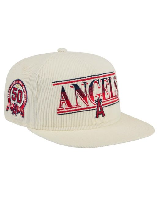 KTZ Pink Los Angeles Angels Throwback Bar Golfer Corduroy Snapback Hat for men