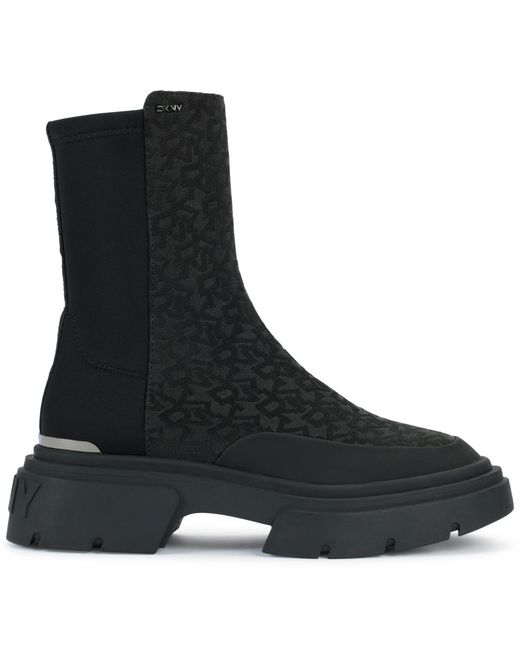 DKNY Black Fleming Block Heel Winter Booties