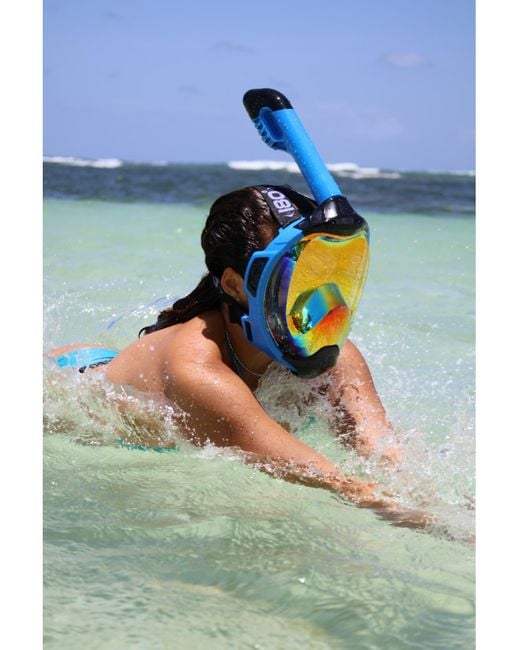 180° Blue Moflow+ Irridium Full Face Snorkel Mask Yellow L/xl – Panoramic View