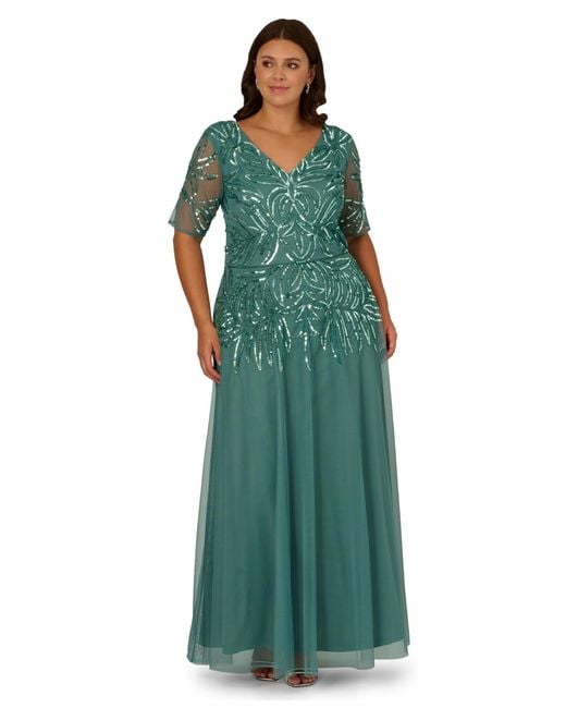 adrianna papell plus size dresses Floral Chiffon Maxi Dress Glitzy and glamorous all over Adrianna Papell Plus Size Metallic