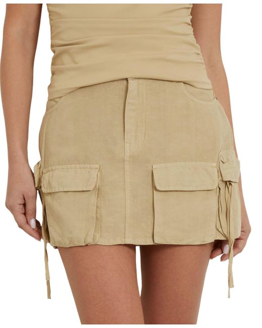 Guess Natural Devon Cargo Denim Mini Skirt