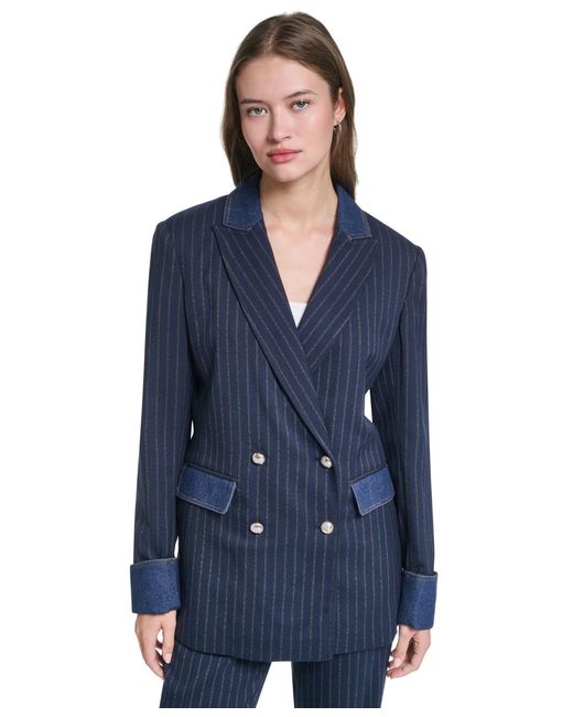 Karl Lagerfeld Blue Button-front Collared Jacket