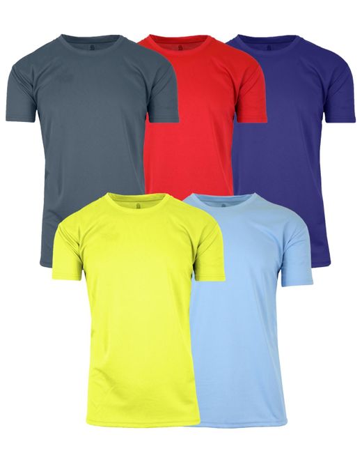 Galaxy By Harvic Orange Short Sleeve Moisture-wicking Quick Dry Performance Crew Neck Tee -5 Pack for men