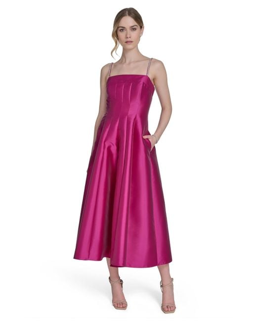 Eliza J Solid Color Square-neck Sleeveless Midi Dress in Pink | Lyst Eliza J Solid Color Square-neck Sleeveless Midi Dress in Pink | Lyst