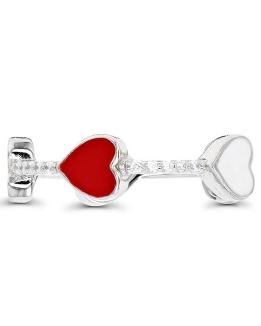 Macy's Cubic Zirconia And Red & White Enamel Heart Eternity Band Ring (0.25 Ct. T.w.