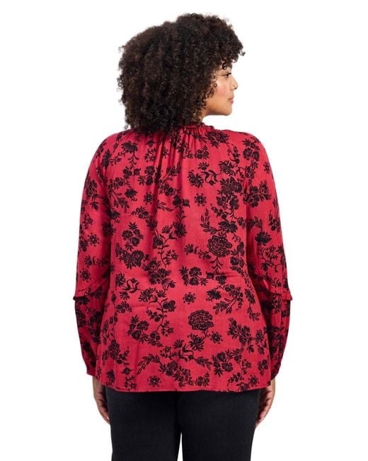 Avenue Red Plus Size Bianca Peasant Blouse