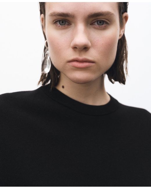 Mango Black Wool-blend Round-neck Sweater
