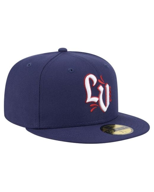 KTZ Blue Lehigh Valley Ironpigs Authentic Collection 59fifty Fitted Hat for men
