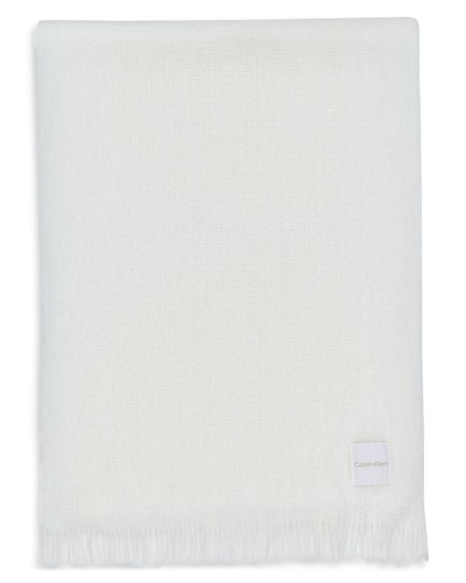 Calvin Klein White Super Soft Fringe Detail Scarf