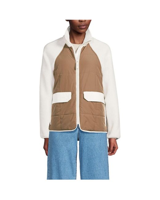 Lands' End Blue Mixed Media High Pile Fleece Jacket