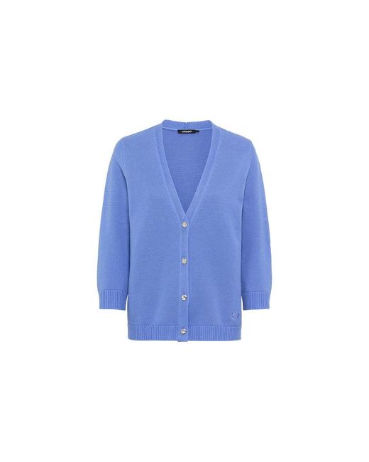 Olsen Blue Solid V-neck Cardigan