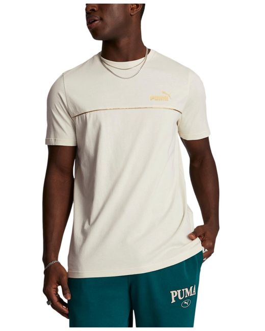 PUMA Essentials+ Minimal Gold Logo T-shirt in White for Men | Lyst