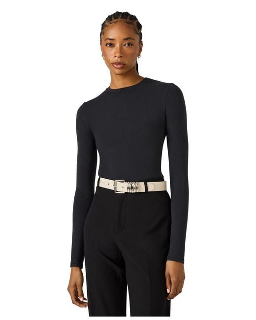 Steve Madden Black Polyurethane Multi Keeper Belt