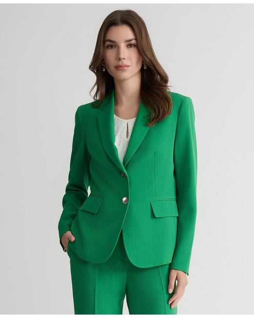 Kasper Green Petite Two-button Notch Collar Jacket