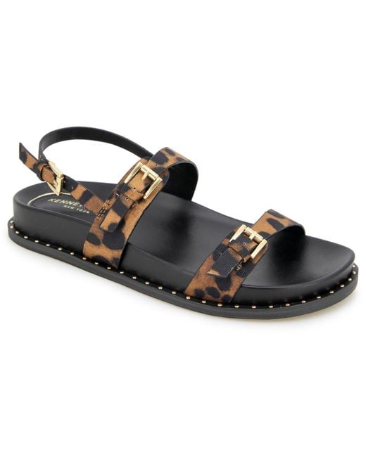 Kenneth Cole Black Drinity Round Toe Flat Sandals