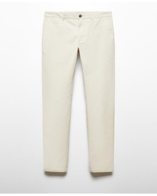 Mango White Slim Fit Serge Chino Trousers for men