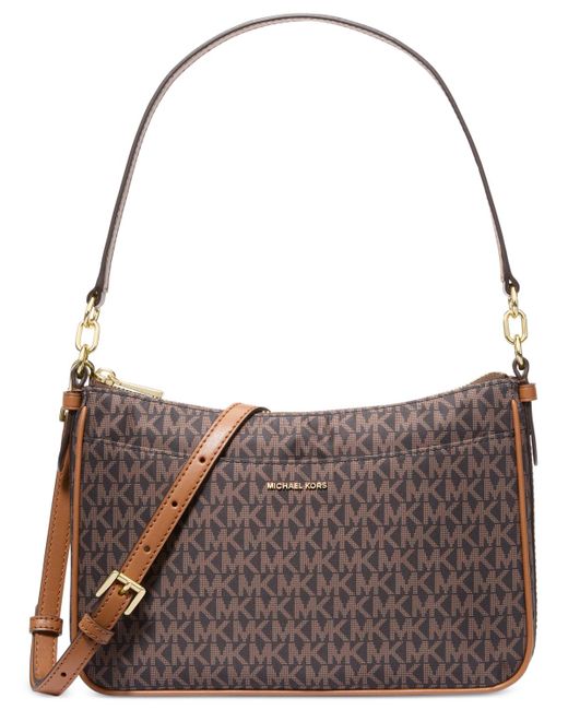 Michael Kors Brown Michael Jet Set Small Top Zip Pochette Crossbody