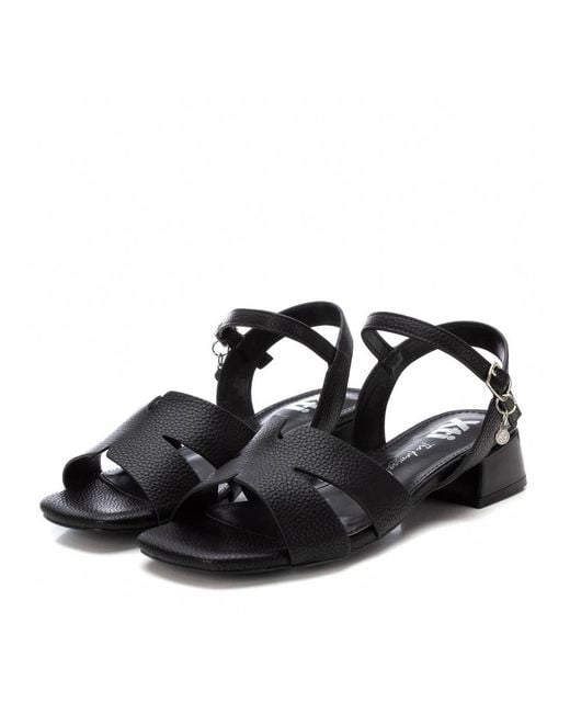 Xti Black Block Heel Sandals By