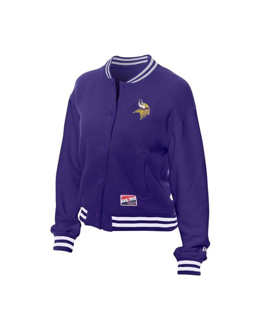 KTZ Blue Minnesota Vikings Throwback Fleece Full-snap Jacket