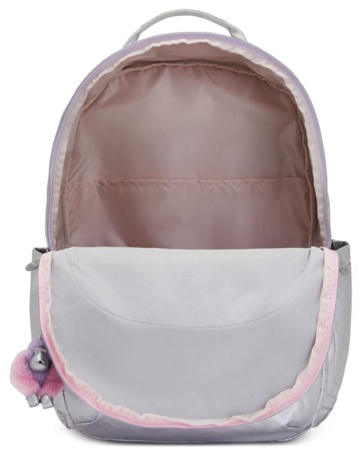 Kipling Gray Seoul Extra Large Candy Metal Nylon 17" Laptop Backpack
