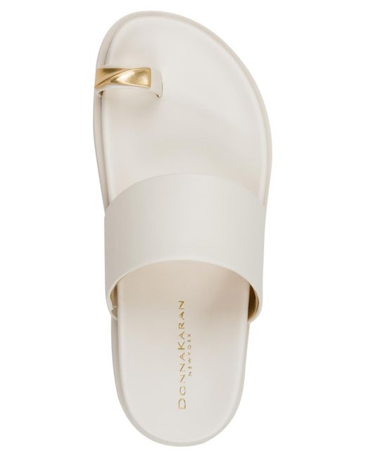 Donna Karan White Hooper Toe Ring Sandals
