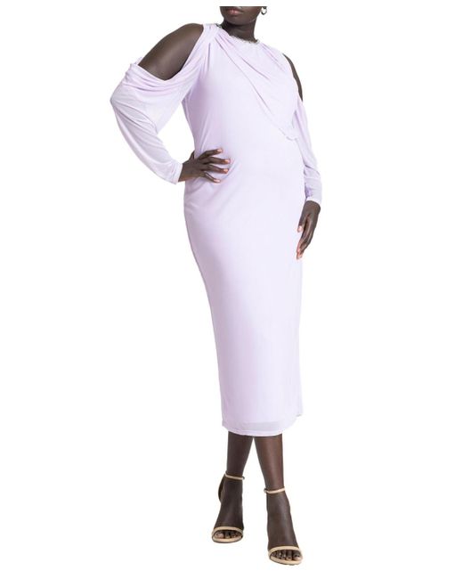 Eloquii White Plus Size Cold Shoulder Maxi Dress