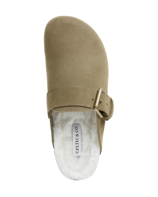 Celtic & Co. Green Sheep Lined Strap Detail Clog