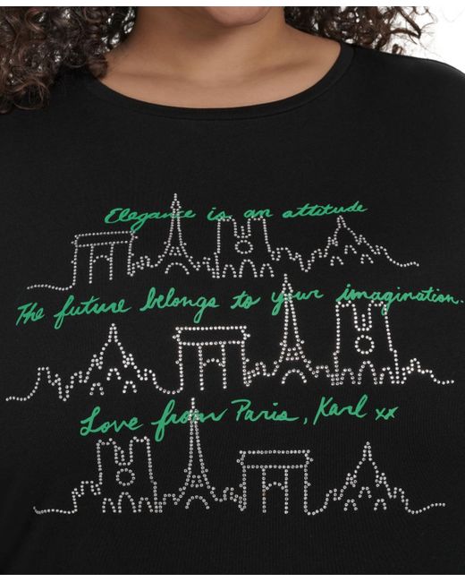 Karl Lagerfeld Black Plus Size Paris City Skyline Graphic T-shirt