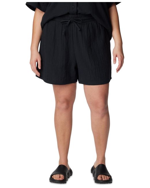 Columbia Black Plus Size Holly Hideaway Cotton Breezy Shorts