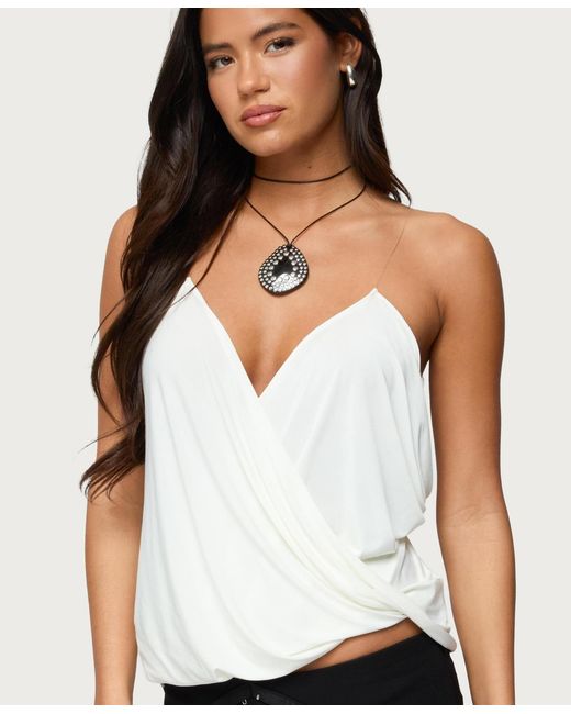 Edikted White Ainsley Wrap Top
