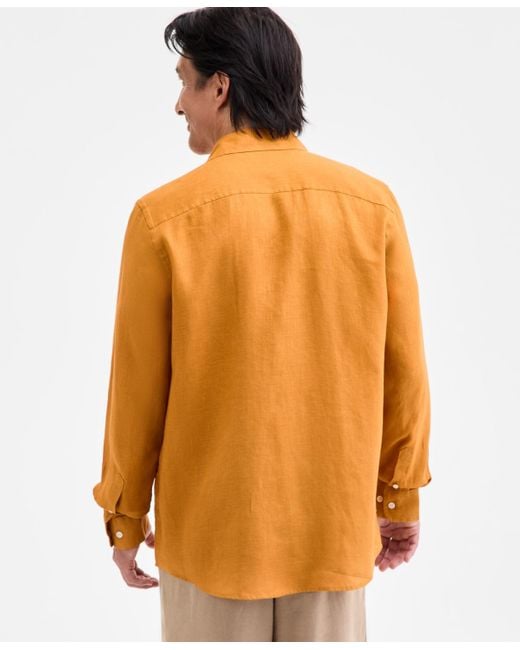 Club Room Orange 100% Linen Shirt for men