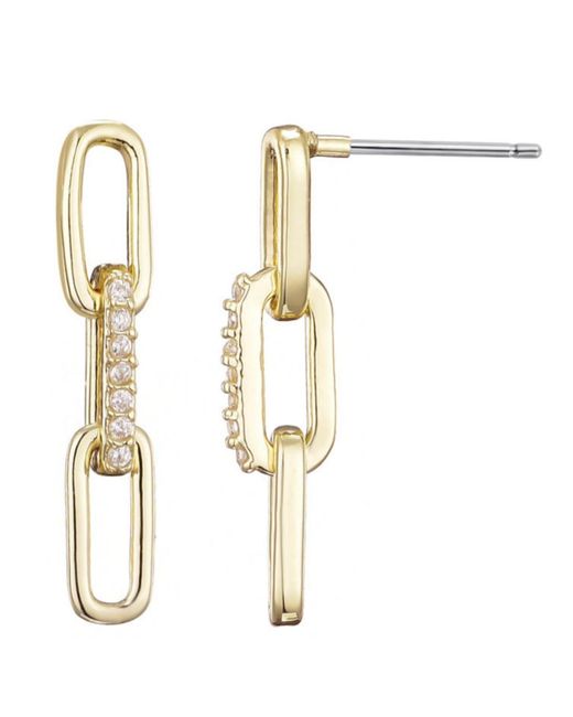 Adornia White Plated Cubic Zirconia Mini Paperclip Drop Earrings