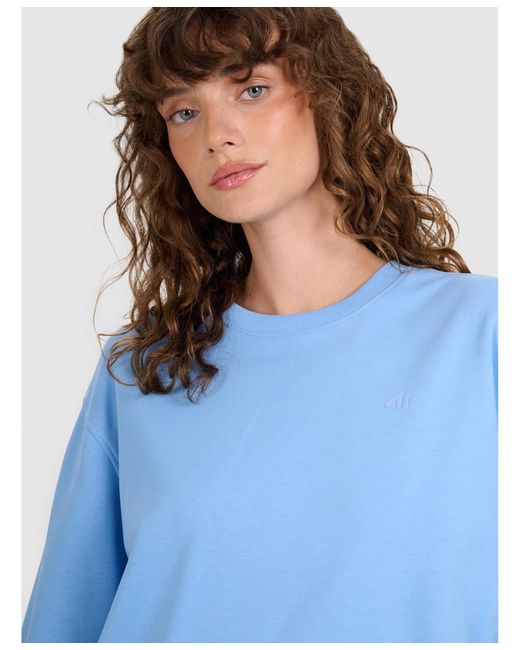 4F Blue Pullover Basic Sweatshirt Without Hood