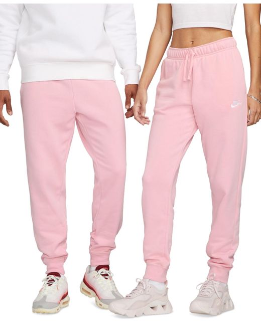 Nike Sportswear Club Fleece Mid-rise joggers in Pink