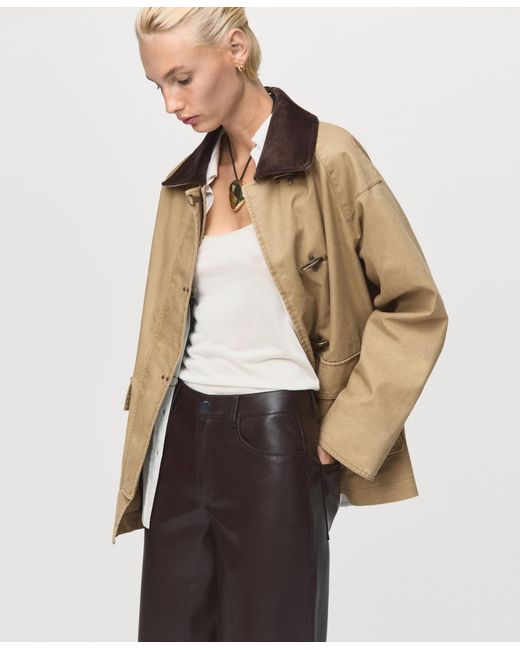 Mango Multicolor Leather-effect Straight Pants