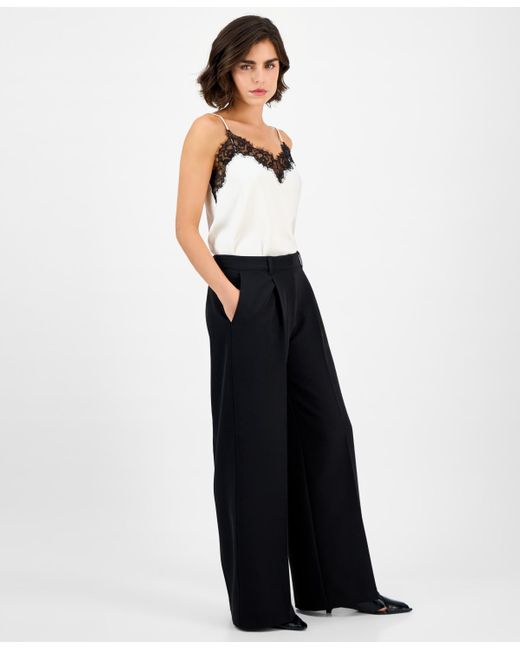 Boss Blue Pleated Wide-leg Pants