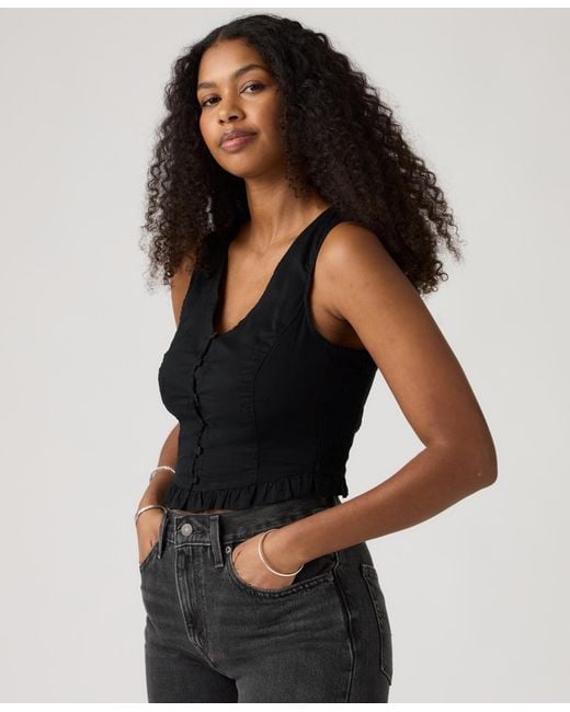 Levi's Black Teagan Mini Eyelet Blouse