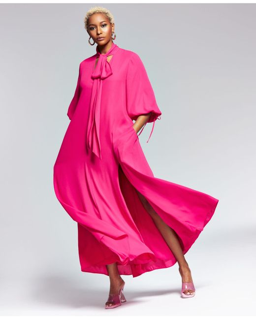 INC International Concepts Pink Scarf-neck Maxi Dress, Created For Macy's